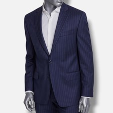 Michael Kors Mens Blue Pinstripe Classic-Fit Wool Sport Coat Suit Jacket Sz 38R