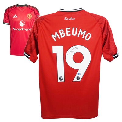 Bryan Mbeumo Signed Manchester United Home Soccer Jersey #19 with