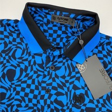 G/FORE Men's Size S Small Blue Black Geometric Print Short Sleeve Polo Shirt