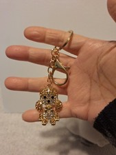 Poodle Sparkle Champagne Rhinestone Keychain Bag Charm New