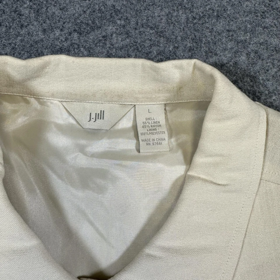 Chaqueta Camisa J. Jill Mujer Grande Marfil Mezcla Lino Forrada Botón Frontal Blazer Foto 4 de 4
