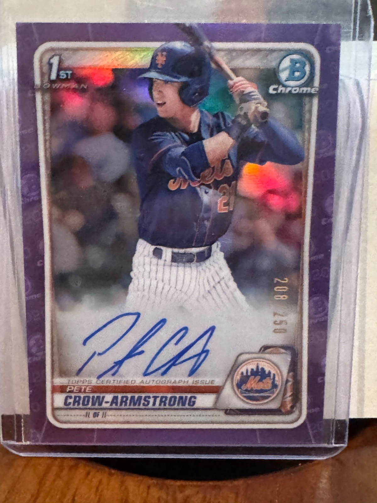2020 Bowman Chrome Draft Purple Refractor Auto Pete Crow-Armstrong /250