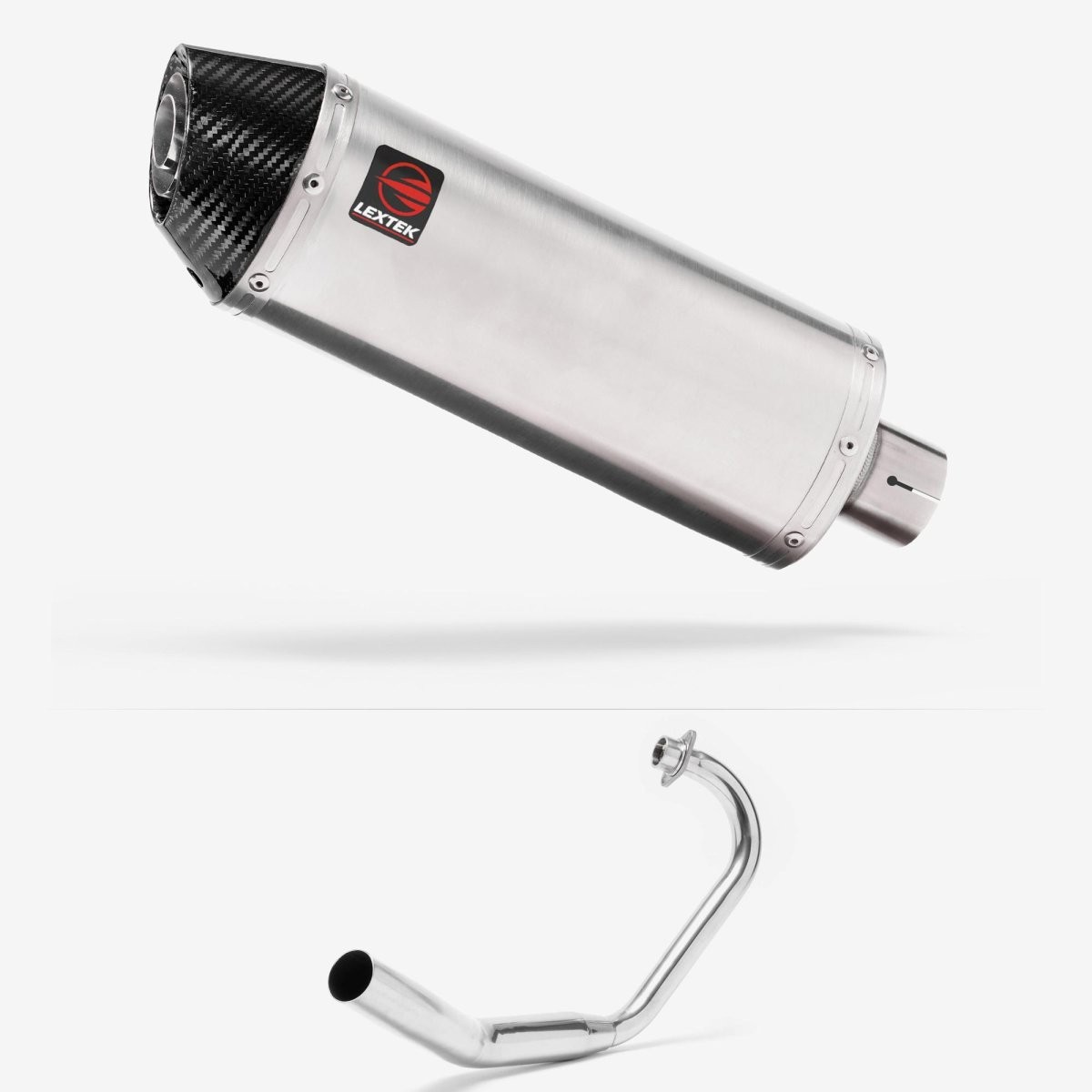 Lextek Stainless Steel RP2 Brushed 300mm Exhaust System Silencer Polished Rear
