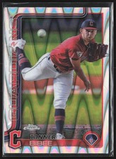 2025 Topps Chrome Tanner Bibee RayWave Refractor Cleveland Guardians #236