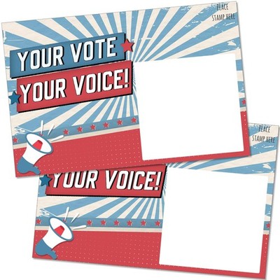 100 PCS Your Vote Your Voice Voter Postcards 4x6 Inch Red White Blue Theme