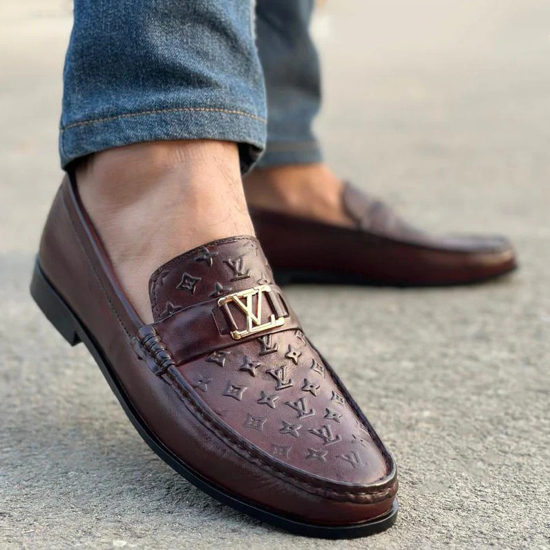 Hecho a mano para hombre mocasines de cuero marrón, zapatos de vestir elegantes para hombre, zapatos para hombre