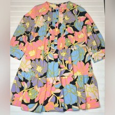 Who What Wear X Target Bright Neon Floral Dress 3/4 Sleeves All Occassions M