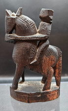 Statua in legno indiano intagliato a mano Marapachi Bommai King - Uomo a cavallo