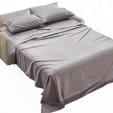Kingnex Striped Sofa Bed Sheets Queen for Sleeper 60x74, Grey