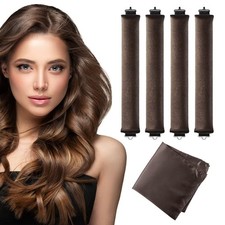 Heatless Curls Overnight Hair Curler - 4 Pcs Curling Rod to Sleep In, Velvet ...