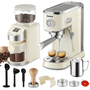 20 Bar Espresso Machine & Burr Grinder Combo, 35 Precise Grind Settings, Profess