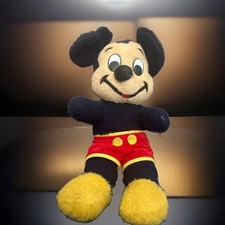 Vintage Mickey Mouse Plush Stuffed Animal Plastic Eyes Yellow Shoes Red Shorts