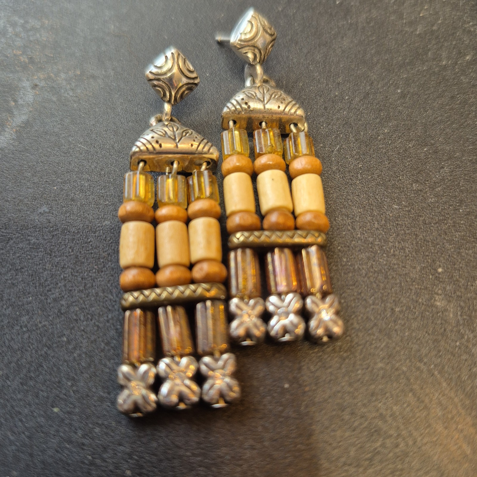 BRIGHTON CARAVAN Brown Silver Post Drop EARRINGS - image 2