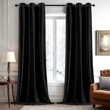 Velvet Curtains 96 Inches Longout Thermal 42"W x 96"L Pack of 2 Black