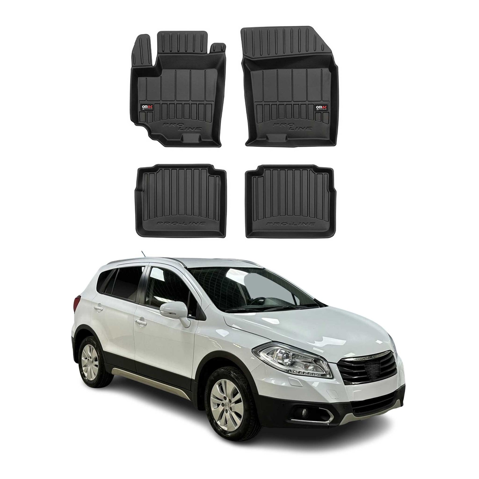 Tapis de sol en caoutchouc OMAC pour Suzuki SX4 S-Cross 2013-2023 de couleur noir