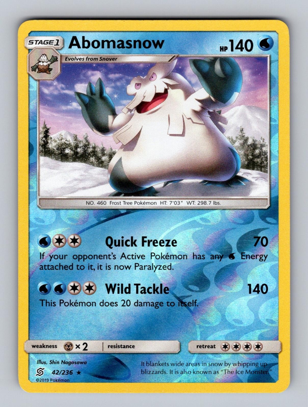 Abomasnow 42/236 Rare Unified Minds Pokemon Reverse Holo Near Mint