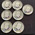 Lot Of 7 Vintage Red Wing Country Garden Saucers No Cups Flowers Hand Painted