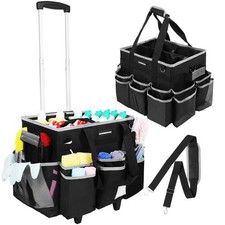 Large Rolling Cleaning Caddy Bag, Cleaning Caddy with Wheels with Detachable ...