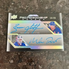 2016-17 Upper Deck Black Pro Penmanship Auto Combos Leetch Richter /25 Rangers