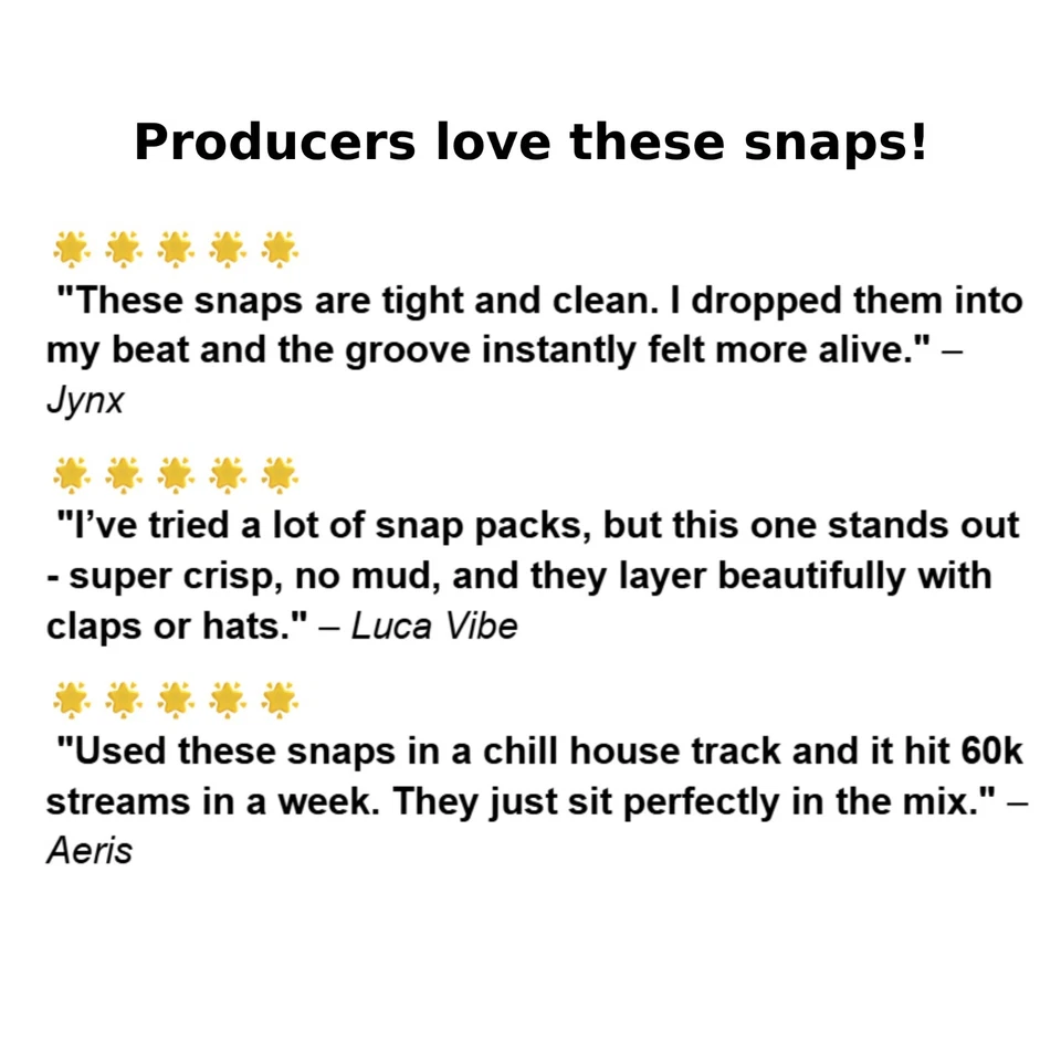 112 Snap One Shots Sample Pack (Wav) für FL Studio, Ableton Live, Logic Pro - Bild 4 von 4