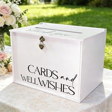 Large Wedding Card Box with Lock  Slot, Elegant White Wedding Card Boxes for...