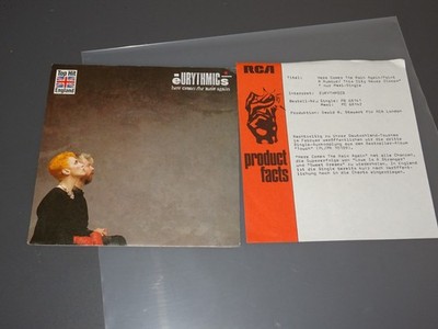 EURYTHMICS - HERE COMES THE RAIN AGAIN / 7'' SINGLE 1983 (MINT-) & PROMO-SHEET