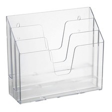 Acrimet Horizontal Triple File Folder Organizer Clear Crystal Color 