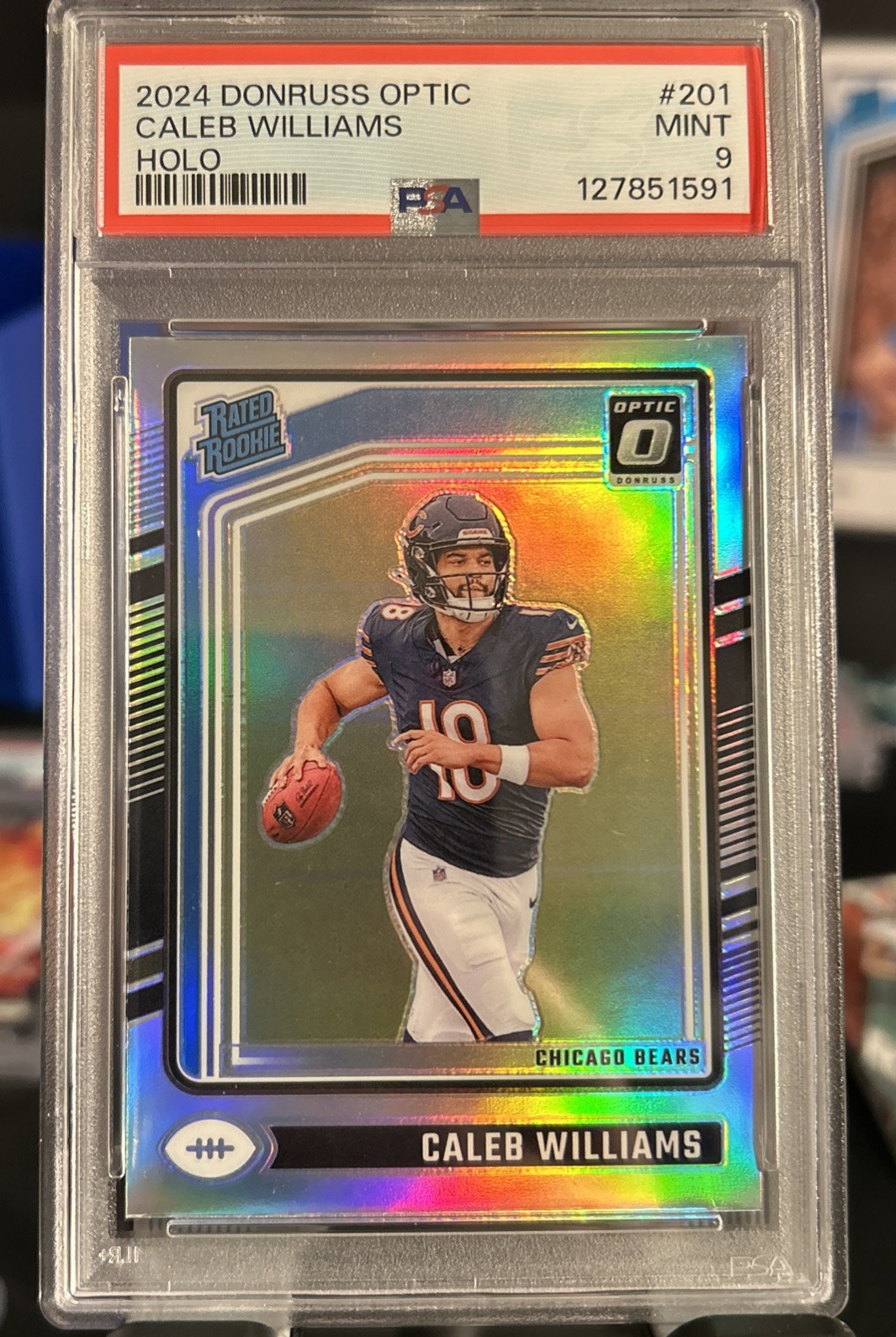 2024 Donruss Optic Caleb Williams Rated Rookie Card #201 HOLO Prizm PSA 9 RC