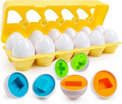 Egg Toys for Toddlers 1-3,Montessori Geometric Eggs Early Fine Motor Skills L...