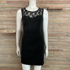 Lace Inset Stretch Little Black Dress Medium