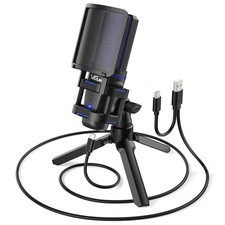 USB Microphone for PC PS5, Computer Gaming Condenser PC Mic with Quick Mute, ...