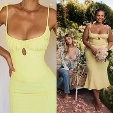 House Of CB  Soren Buttercup Cutout Midi Dress Size M Regular Cup