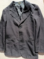 Amherst Boys Black Pinstripe Single Breasted Blazer Jacket Sport Coat Sz 12 R