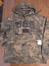 Under Armour L X Project Rock Hoodie Mens USA FLAG VETERANS DAY CAMO Military