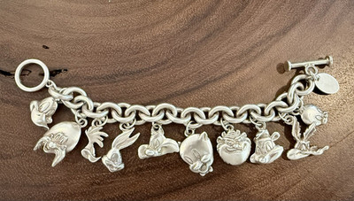 Warner Bros. 925 Sterling Silver Cartoon Charm Bracelet Toggle Cable LE 957/1200