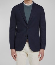 Boglioli Men's Blue Wool Solid Two-Button Sport Coat Suit Jacket Size 58R