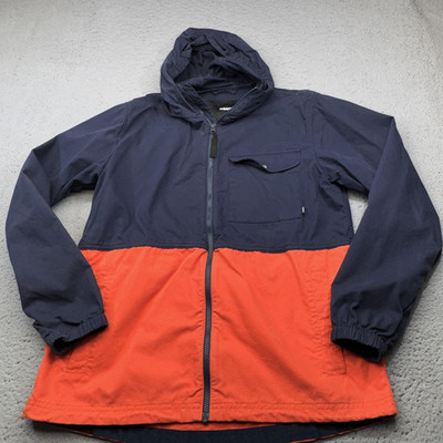 Finisterre Jacket Mens Medium Navy Orange Hooded Zip Technical Surf Coastal