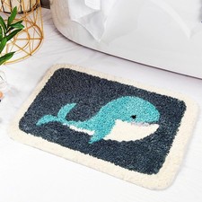 Kids Bathroom Rugs Grey Whale Cute Bath Rug for Bathroom Non-Slip Soft Absorb...