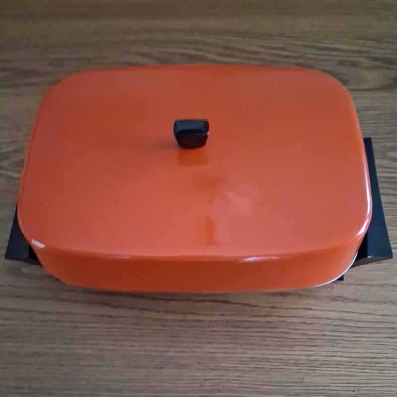 Vintage Sears Fry Pan Electric Skillet Teflon 2, Orange See pics! W/Instructions