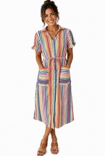 Christopher John Rogers Target Rainbow Striped Dress Women’s Midi Belted Size 4