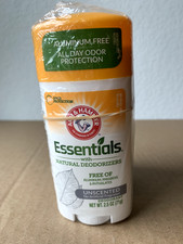 3 PACK Arm  Hammer Essentials Deodorant Solid Unscented Aluminum Free 2.5oz