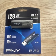 PNY Elite 128GB USB 3.2 USB-A Flash Drive Black 100MB/s USB 2.0 Compatible