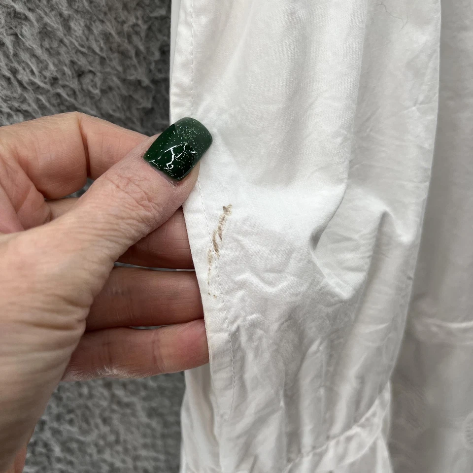 Vestido Anthropologie Mujer Pequeño Blanco Encaje Ojales En Niveles Maxi Manga Acampanada Foto 4 de 4