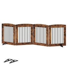 Indoor Dog Gate with Support Feet 24 Inch 4 Panels Freestanding Pet Gate for ...