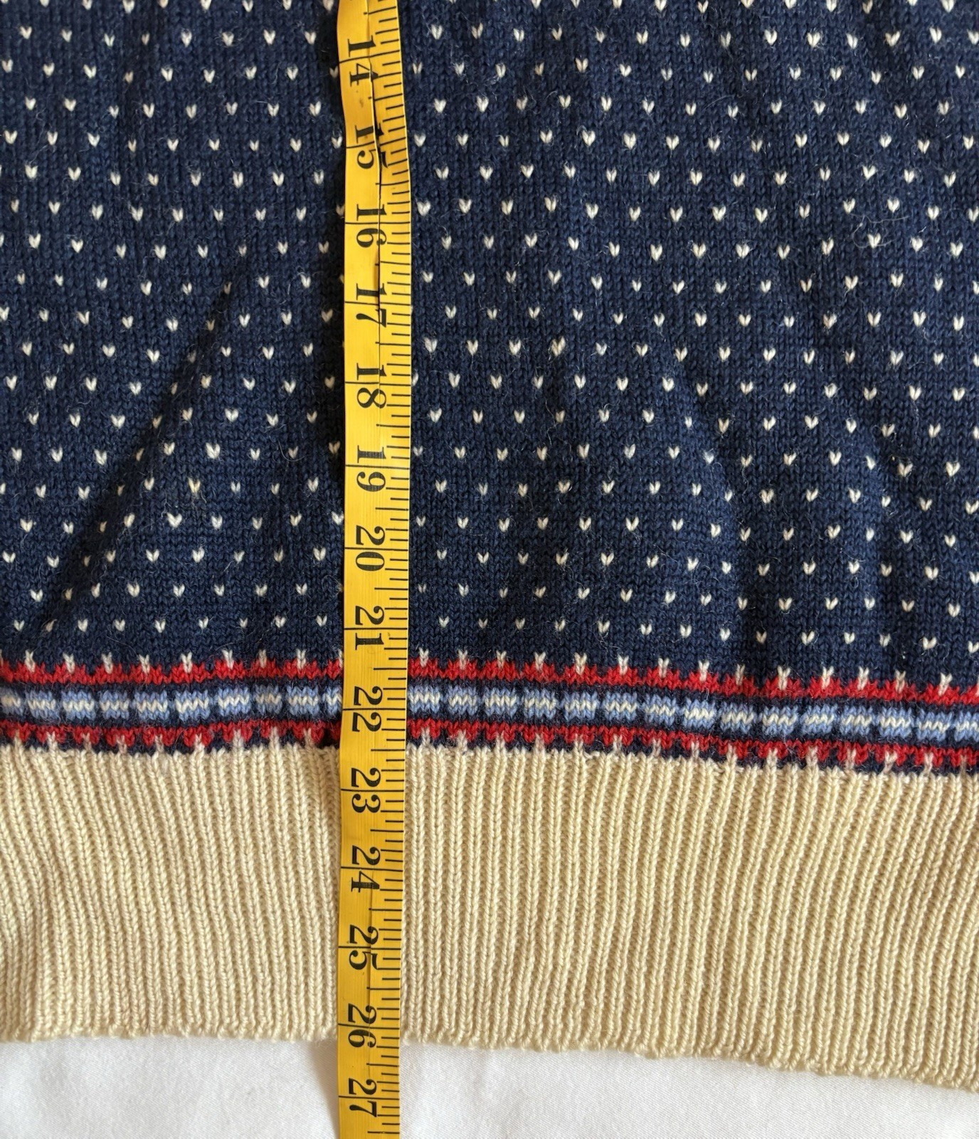 Paul Mage Sweater Womens Red White Blue Fair Isle Wool Made in Denmark Vintage image 4
