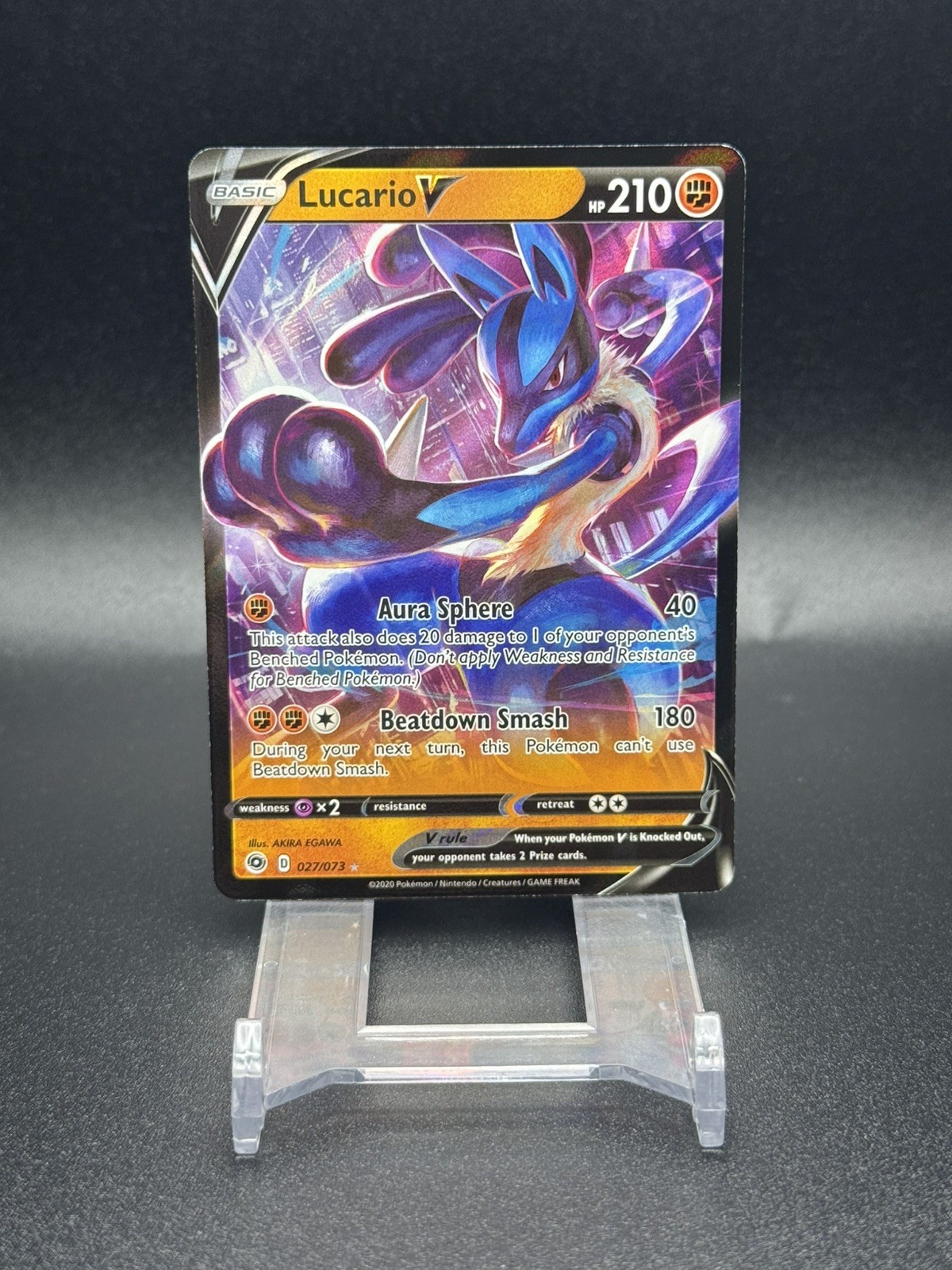 Lucario V - 027/073 Pokemon Champions Path Sword & Shield Ultra Rare Card NM🔥💎