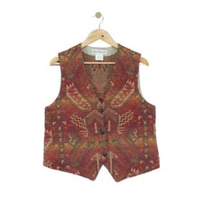 Vintage Norm Thompson Waistcoat Womens Size L Multicoloured USA Made Tapestry