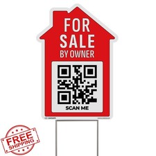 For Sale By Owner Yard Sign 12x17" - Double-Sided Plastic w/Metal Stakes