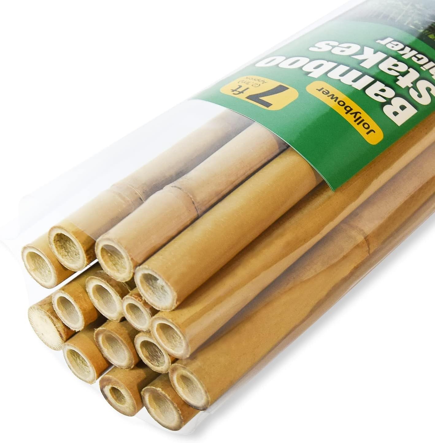 15pcs 3/4" D Thicker Heavy Duty Bamboo Stakes, 7FT Plant Stakes, Natural Garden