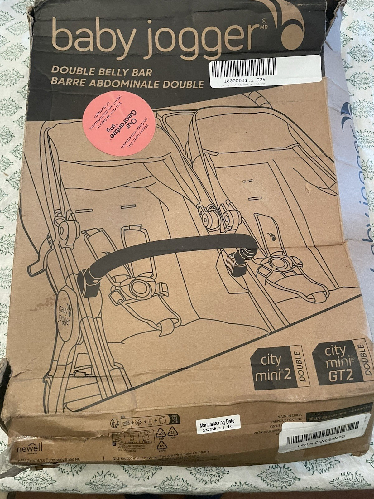 Baby Jogger Belly bar | City Mini 2 Double Stroller, City Mini GT2 New Black